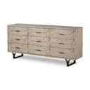 Giselle II Brown Fir Veneer WBlack Metal Leg 9 Drawer Sideboard - Default Title