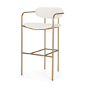 Parker 30 Seat Height Cream Fabric Seat Gold Metal Bar Stool - Default Title