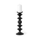 Candelero II Large Black Metal Grooved Table Candle Holder - Default Title