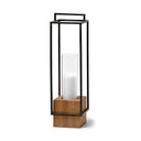 Orionis Large Wood w Black Metal Lantern Candle Holder - Default Title