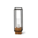 Orionis Large Wood w Black Metal Lantern Candle Holder - Default Title