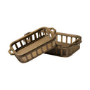 Louis Set of 2 Natural Wood Slated Nesting Trays - Default Title