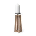 Astra Large Light Brown Wood Pedestal Base Table Candle Holder - Default Title