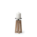 Astra Small Light Brown Wood Pedestal Base Table Candle Holder - Default Title