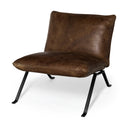 Flavelle I Brown Leather Cushion Seat and Solid Iron Base Accent Chair - Default Title