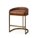 Hollyfield II Brown Leather Seat Gold Metal Base Stool - Default Title