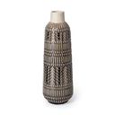 Riker III Large Dark Gray Cream Ceramic Vase - Default Title