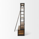 Brodie II Medium Brown Wood Black Ladder Four Shelf Shelving Unit 57L x 205W x94H - Default Title