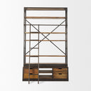 Brodie II Medium Brown Wood Black Ladder Four Shelf Shelving Unit 57L x 205W x94H - Default Title