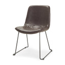 Sawyer I Dark Brown Faux-Leather Seat Black Iron Frame Dining Chair - Default Title