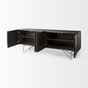 Darwin 80x175 Brown Solid Wood Gold Metal Base 4 Cabinet Door Sideboard - Default Title
