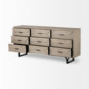 Giselle II Brown Fir Veneer WBlack Metal Leg 9 Drawer Sideboard - Default Title