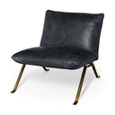 Flavelle II Black Leather Cushion Seat and Solid Iron Base Accent Chair - Default Title