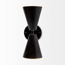 Eris II 73x126 Black Metal wGold Accent Double-Cone Wall Sconce - Default Title