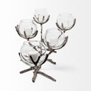 Vine I Distressed Silver Metal Creeper Five Candle Table Candle Holder - Default Title