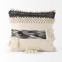 Beardell 18 x 18 Cream And Black Details With Tassels Decorative Pillow Cover - Default Title
