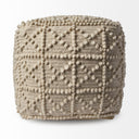 Leroy Square Cream Wool Pouf w Popcorn Detail - Default Title