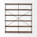 Trey IV 80L x 16W x 875H Medium Brown Wood and Iron Five Tray Shelf Shelving Unit - Default Title