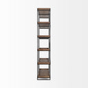 Trey IV 80L x 16W x 875H Medium Brown Wood and Iron Five Tray Shelf Shelving Unit - Default Title