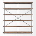Trey IV 80L x 16W x 875H Medium Brown Wood and Iron Five Tray Shelf Shelving Unit - Default Title