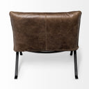 Flavelle I Brown Leather Cushion Seat and Solid Iron Base Accent Chair - Default Title