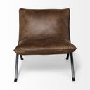 Flavelle I Brown Leather Cushion Seat and Solid Iron Base Accent Chair - Default Title