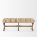 Solis 50L x 16W Brown Base Upholstered BeigeBlack Stripe Seat Accent Bench - Default Title