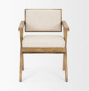 Topanga I Cream Fabric Wrap Medium Brown Wooden Frame Dining Chair - Default Title