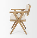 Topanga I Cream Fabric Wrap Medium Brown Wooden Frame Dining Chair - Default Title