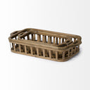 Louis Set of 2 Natural Wood Slated Nesting Trays - Default Title