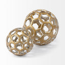 Moyer I Small 3L x 3W Gold Metal Hollow Decorative Orb - Default Title
