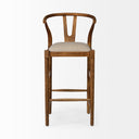 Trixie Cream Upholstered Seat Brown Wood Frame Bar Stool - Default Title