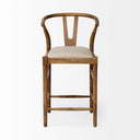 Trixie Cream Upholstered Seat Brown Wood Frame Counter Stool - Default Title