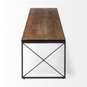 Trestman III 66L x 18W Brown Wood Top WBlack Iron Base Accent Bench - Default Title