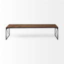 Trestman III 66L x 18W Brown Wood Top WBlack Iron Base Accent Bench - Default Title