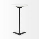 Ballatine II 15L x 15W x 27L White Marble Round Top White w Black Metal Base Accent Table - Default Title