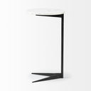 Ballatine II 15L x 15W x 27L White Marble Round Top White w Black Metal Base Accent Table - Default Title