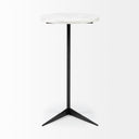 Ballatine II 15L x 15W x 27L White Marble Round Top White w Black Metal Base Accent Table - Default Title