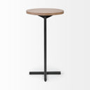 Ballatine 15L x 15W x 27H Brown Wood Round Top w Black Metal Base Accent Table - Default Title