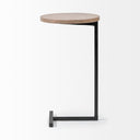 Ballatine 15L x 15W x 27H Brown Wood Round Top w Black Metal Base Accent Table - Default Title