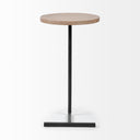 Ballatine 15L x 15W x 27H Brown Wood Round Top w Black Metal Base Accent Table - Default Title