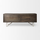 Darwin 80x175 Brown Solid Wood Gold Metal Base 4 Cabinet Door Sideboard - Default Title