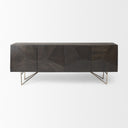 Darwin 80x175 Brown Solid Wood Gold Metal Base 4 Cabinet Door Sideboard - Default Title
