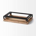 Ross Set of 2 Natural Wood W Black Metal Nesting Trays - Default Title