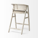 Tabitha 3075 Seat Height Beige FabricRattan Seat Blonde Wood Frame Bar Stool - Default Title