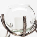 Vine I Distressed Silver Metal Creeper Five Candle Table Candle Holder - Default Title