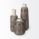 Riker III Large Dark Gray Cream Ceramic Vase - Default Title