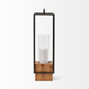 Orionis Large Wood w Black Metal Lantern Candle Holder - Default Title