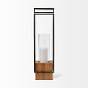 Orionis Large Wood w Black Metal Lantern Candle Holder - Default Title
