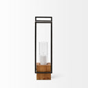 Orionis Large Wood w Black Metal Lantern Candle Holder - Default Title